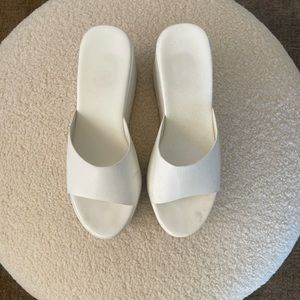 White Croc Platform Sandal
